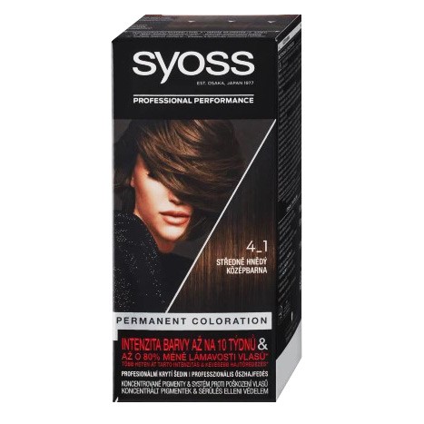 Syoss barva 4-1 středně hnědý - Kosmetika Pro ženy Vlasová kosmetika Barvy